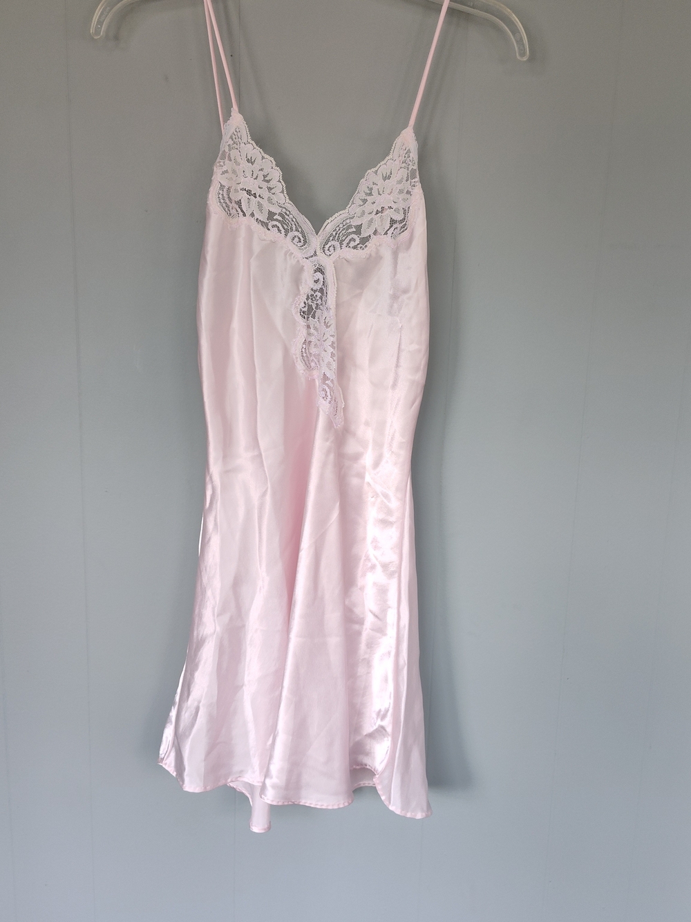 Vintage Silky Lace-Trim Pink Slip Dress